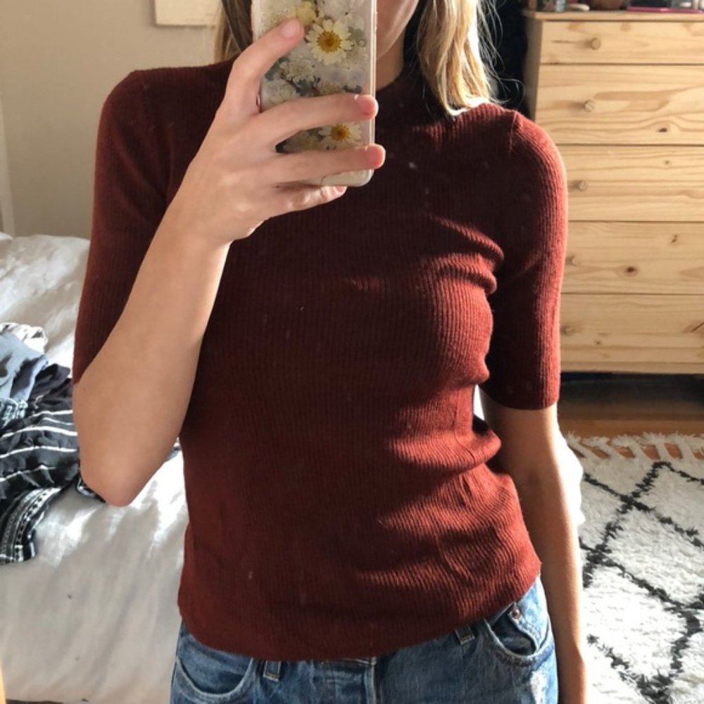 Madewell black merino wool short sleeve sweater xxs
